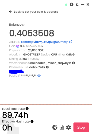 sedra address sdr unmineable